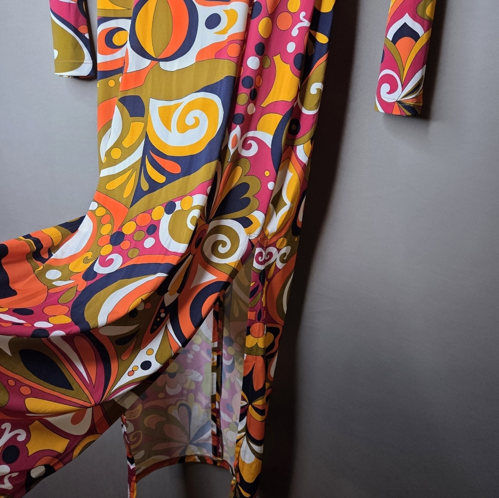 Funkadelic Retro Styled Patterned Long Sleeve Dress - Picture 6 of 9